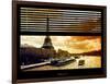 Window View with Venetian Blinds: the Eiffel Tower and Seine River Views at Sunset - Paris, France-Philippe Hugonnard-Framed Photographic Print