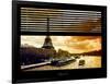 Window View with Venetian Blinds: the Eiffel Tower and Seine River Views at Sunset - Paris, France-Philippe Hugonnard-Framed Photographic Print