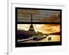 Window View with Venetian Blinds: the Eiffel Tower and Seine River Views at Sunset - Paris, France-Philippe Hugonnard-Framed Photographic Print