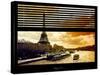 Window View with Venetian Blinds: the Eiffel Tower and Seine River Views at Sunset - Paris, France-Philippe Hugonnard-Stretched Canvas