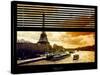 Window View with Venetian Blinds: the Eiffel Tower and Seine River Views at Sunset - Paris, France-Philippe Hugonnard-Stretched Canvas