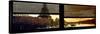 Window View with Venetian Blinds: the Eiffel Tower and Seine River Views at Sunset-Philippe Hugonnard-Stretched Canvas