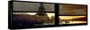Window View with Venetian Blinds: the Eiffel Tower and Seine River Views at Sunset-Philippe Hugonnard-Stretched Canvas