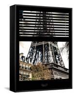 Window View with Venetian Blinds: the Eiffel Tower View - Paris, France-Philippe Hugonnard-Framed Stretched Canvas