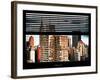 Window View with Venetian Blinds: the Empire State Building and Hotel New Yorker Views-Philippe Hugonnard-Framed Photographic Print