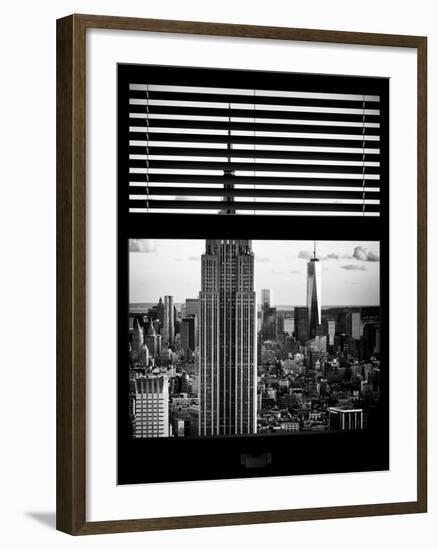 Window View with Venetian Blinds: the Empire State Building and One World Trade Center Views-Philippe Hugonnard-Framed Photographic Print