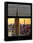 Window View with Venetian Blinds: the Empire State Building and One World Trade Center Views-Philippe Hugonnard-Framed Stretched Canvas