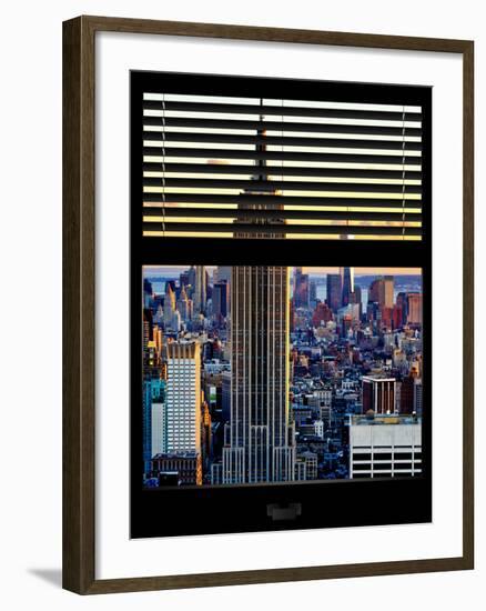 Window View with Venetian Blinds: the Empire State Building and One World Trade Center Views-Philippe Hugonnard-Framed Photographic Print