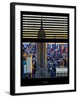 Window View with Venetian Blinds: the Empire State Building and One World Trade Center Views-Philippe Hugonnard-Framed Photographic Print