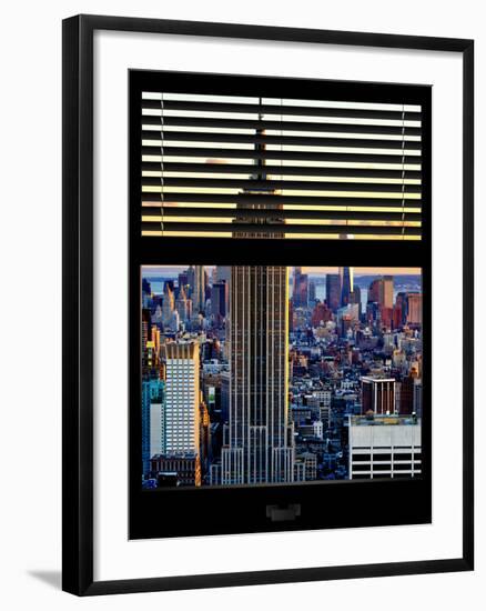 Window View with Venetian Blinds: the Empire State Building and One World Trade Center Views-Philippe Hugonnard-Framed Photographic Print