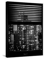 Window View with Venetian Blinds: the Empire State Building and Sign Hotel New Yorker - Manhattan-Philippe Hugonnard-Stretched Canvas