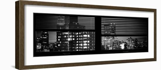 Window View with Venetian Blinds: the Empire State Building and Sign Hotel New Yorker-Philippe Hugonnard-Framed Photographic Print