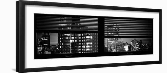 Window View with Venetian Blinds: the Empire State Building and Sign Hotel New Yorker-Philippe Hugonnard-Framed Photographic Print