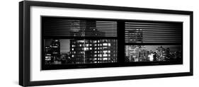 Window View with Venetian Blinds: the Empire State Building and Sign Hotel New Yorker-Philippe Hugonnard-Framed Photographic Print