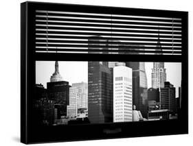 Window View with Venetian Blinds: the Empire State Building and the Chrysler Building-Philippe Hugonnard-Framed Stretched Canvas