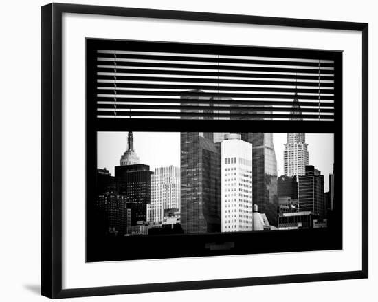 Window View with Venetian Blinds: the Empire State Building and the Chrysler Building-Philippe Hugonnard-Framed Photographic Print