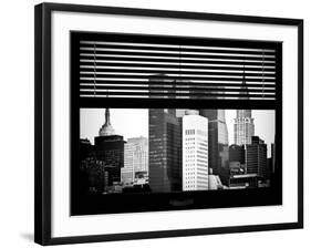 Window View with Venetian Blinds: the Empire State Building and the Chrysler Building-Philippe Hugonnard-Framed Photographic Print