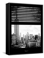 Window View with Venetian Blinds: the Empire State Building View - Manhattan-Philippe Hugonnard-Framed Stretched Canvas