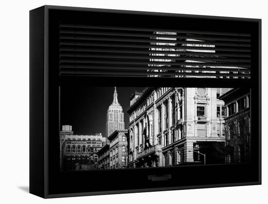 Window View with Venetian Blinds: the Empire State Building-Philippe Hugonnard-Framed Stretched Canvas