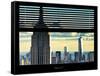 Window View with Venetian Blinds: the Empire State Buildings and One World Trade Center (1 WTC)-Philippe Hugonnard-Framed Stretched Canvas