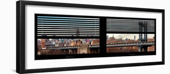 Window View with Venetian Blinds: the Manhattan Bridge with Downtown Manhattan View-Philippe Hugonnard-Framed Photographic Print