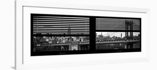 Window View with Venetian Blinds: the Manhattan Bridge with Downtown Manhattan View-Philippe Hugonnard-Framed Photographic Print