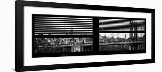 Window View with Venetian Blinds: the Manhattan Bridge with Downtown Manhattan View-Philippe Hugonnard-Framed Photographic Print