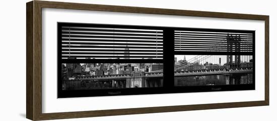 Window View with Venetian Blinds: the Manhattan Bridge with Downtown Manhattan View-Philippe Hugonnard-Framed Photographic Print