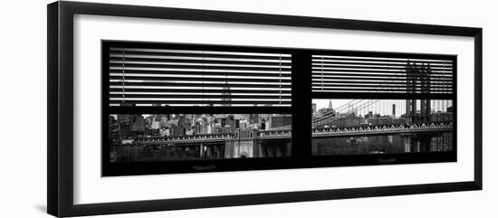 Window View with Venetian Blinds: the Manhattan Bridge with Downtown Manhattan View-Philippe Hugonnard-Framed Photographic Print