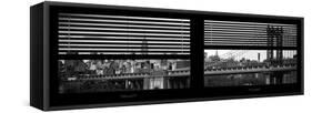 Window View with Venetian Blinds: the Manhattan Bridge with Downtown Manhattan View-Philippe Hugonnard-Framed Stretched Canvas