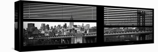 Window View with Venetian Blinds: the Manhattan Bridge with Downtown Manhattan View-Philippe Hugonnard-Stretched Canvas