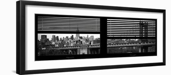 Window View with Venetian Blinds: the Manhattan Bridge with Downtown Manhattan View-Philippe Hugonnard-Framed Photographic Print