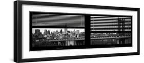 Window View with Venetian Blinds: the Manhattan Bridge with Downtown Manhattan View-Philippe Hugonnard-Framed Photographic Print