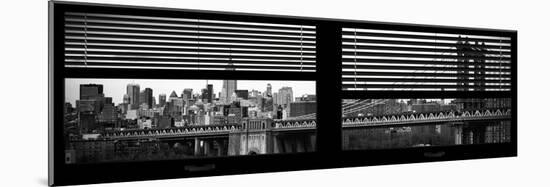 Window View with Venetian Blinds: the Manhattan Bridge with Downtown Manhattan View-Philippe Hugonnard-Mounted Photographic Print