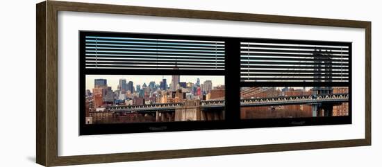 Window View with Venetian Blinds: the Manhattan Bridge with Downtown Manhattan View-Philippe Hugonnard-Framed Photographic Print