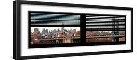 Window View with Venetian Blinds: the Manhattan Bridge with Downtown Manhattan View-Philippe Hugonnard-Framed Photographic Print