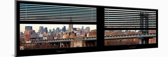 Window View with Venetian Blinds: the Manhattan Bridge with Downtown Manhattan View-Philippe Hugonnard-Mounted Photographic Print