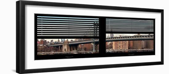 Window View with Venetian Blinds: the Manhattan Bridge with the Empire State Building-Philippe Hugonnard-Framed Photographic Print