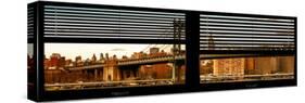 Window View with Venetian Blinds: the Manhattan Bridge with the Empire State Building-Philippe Hugonnard-Stretched Canvas