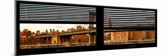 Window View with Venetian Blinds: the Manhattan Bridge with the Empire State Building-Philippe Hugonnard-Mounted Photographic Print
