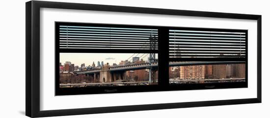 Window View with Venetian Blinds: the Manhattan Bridge with the Empire State Building-Philippe Hugonnard-Framed Photographic Print