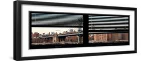 Window View with Venetian Blinds: the Manhattan Bridge with the Empire State Building-Philippe Hugonnard-Framed Photographic Print