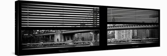 Window View with Venetian Blinds: the Manhattan Bridge with the Empire State Building-Philippe Hugonnard-Stretched Canvas