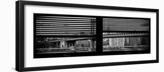Window View with Venetian Blinds: the Manhattan Bridge with the Empire State Building-Philippe Hugonnard-Framed Photographic Print