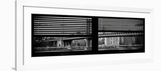 Window View with Venetian Blinds: the Manhattan Bridge with the Empire State Building-Philippe Hugonnard-Framed Photographic Print