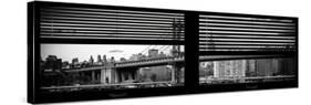 Window View with Venetian Blinds: the Manhattan Bridge with the Empire State Building-Philippe Hugonnard-Stretched Canvas