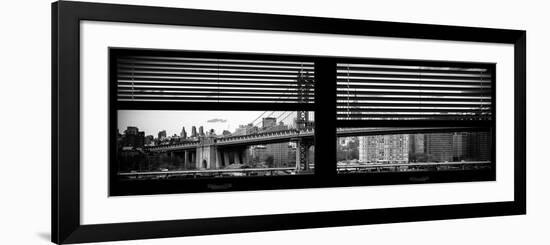 Window View with Venetian Blinds: the Manhattan Bridge with the Empire State Building-Philippe Hugonnard-Framed Photographic Print