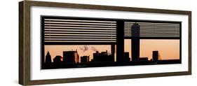 Window View with Venetian Blinds: the One World Trade Center (1WTC) at Sunset - Manhattan-Philippe Hugonnard-Framed Photographic Print