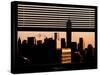 Window View with Venetian Blinds: the One World Trade Center (1WTC) at Sunset - Manhattan-Philippe Hugonnard-Stretched Canvas