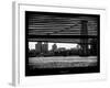 Window View with Venetian Blinds: the Williamsburg Bridge at Nightfall-Philippe Hugonnard-Framed Photographic Print